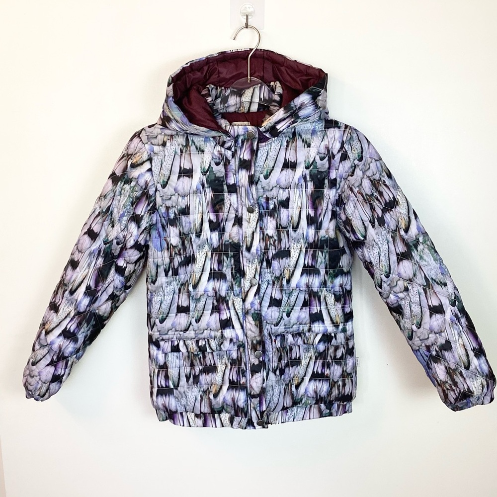Paul Smith Jr. Hooded Feather Print Puffer Jacket - Purple - 12